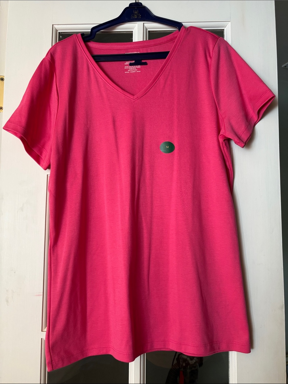 NWT L.L. Bean Women's V-Neck Short Sleeve Tee - Hot Pink Azalea